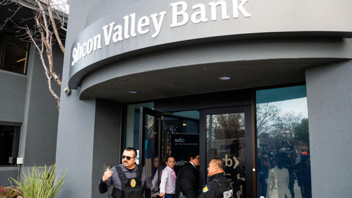 A sign for Silicon Valley Bank (SVB) headquarters is seen in Santa Clara, California on March 10, 2023.